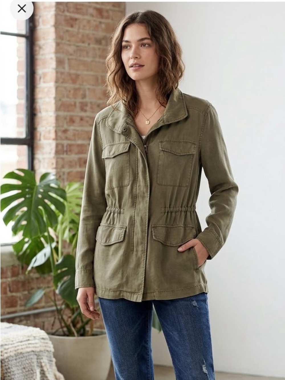 Nordstrom Caslon Olive Green Utility Jacket - Women's medium